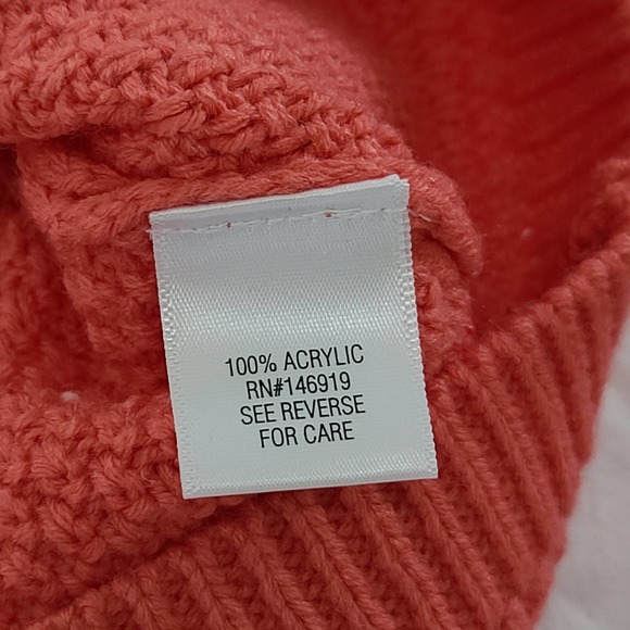 Croft & Barrow Sweater Coral Pink Soft Acrylic Cable Knit Small Textured Orange - Picture 5 of 8